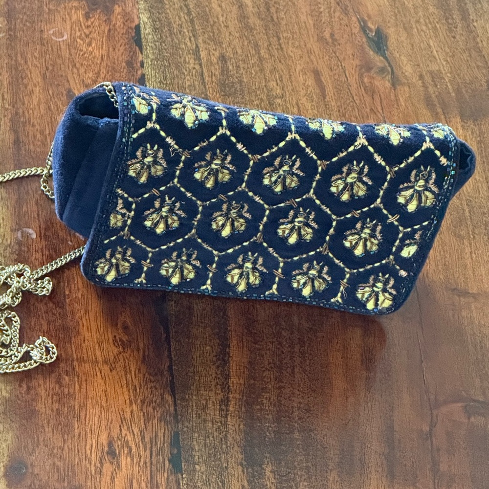 Embroidered Blue and Gold Women's Bag